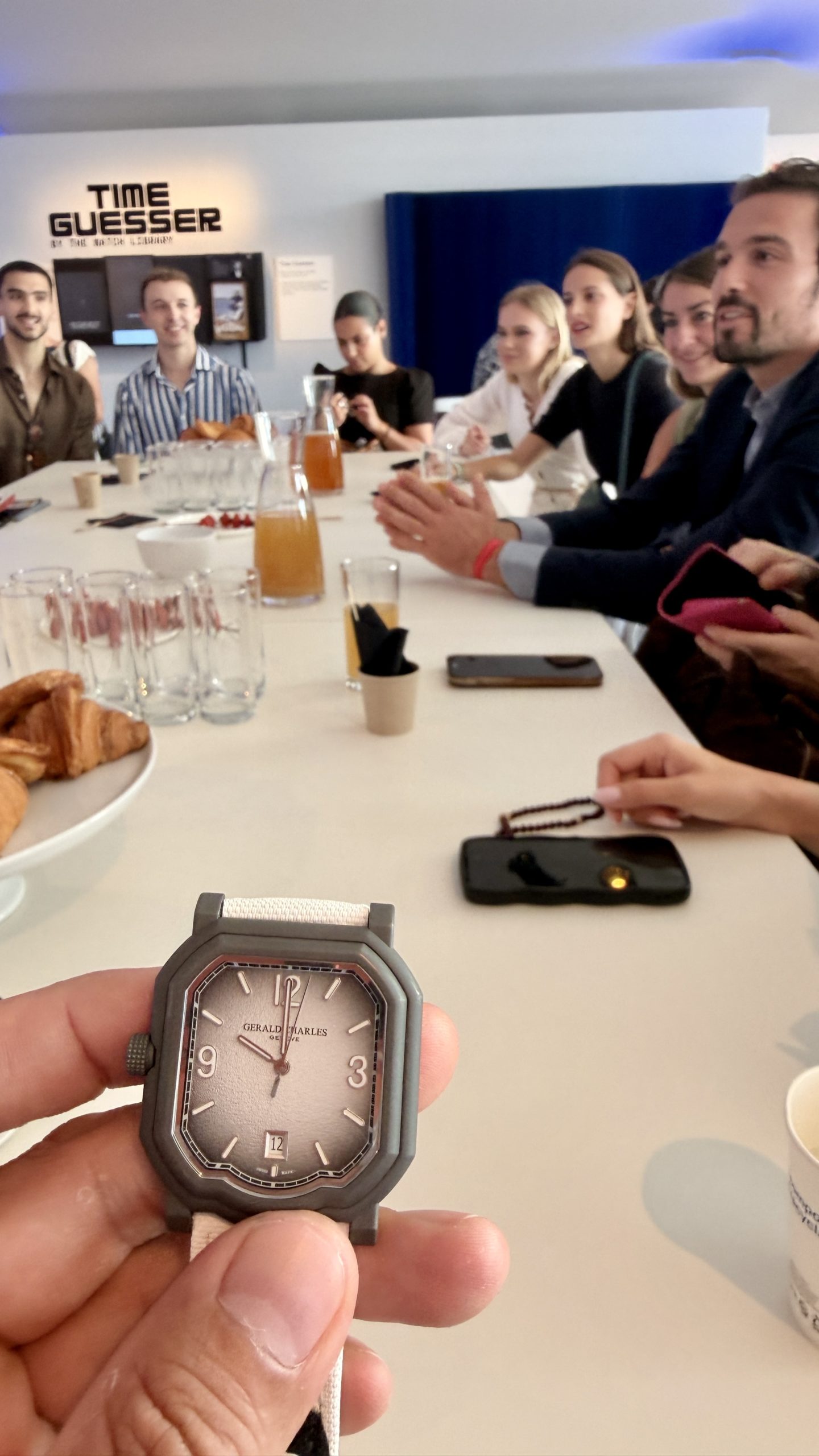 A Gerald Charles timepiece during the Power Breakfast at Geneva Watch Days. The Maison founded by Gérald Charles Genta is today led by a new generation of the Ziviani family.